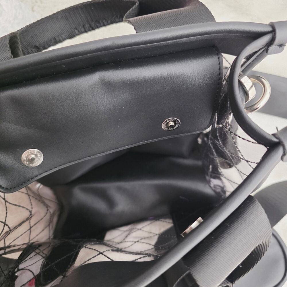 Steve Madden Clear Satchel Tote Bag Crossbody Black Logo Strap NEW - Picture 9 of 11